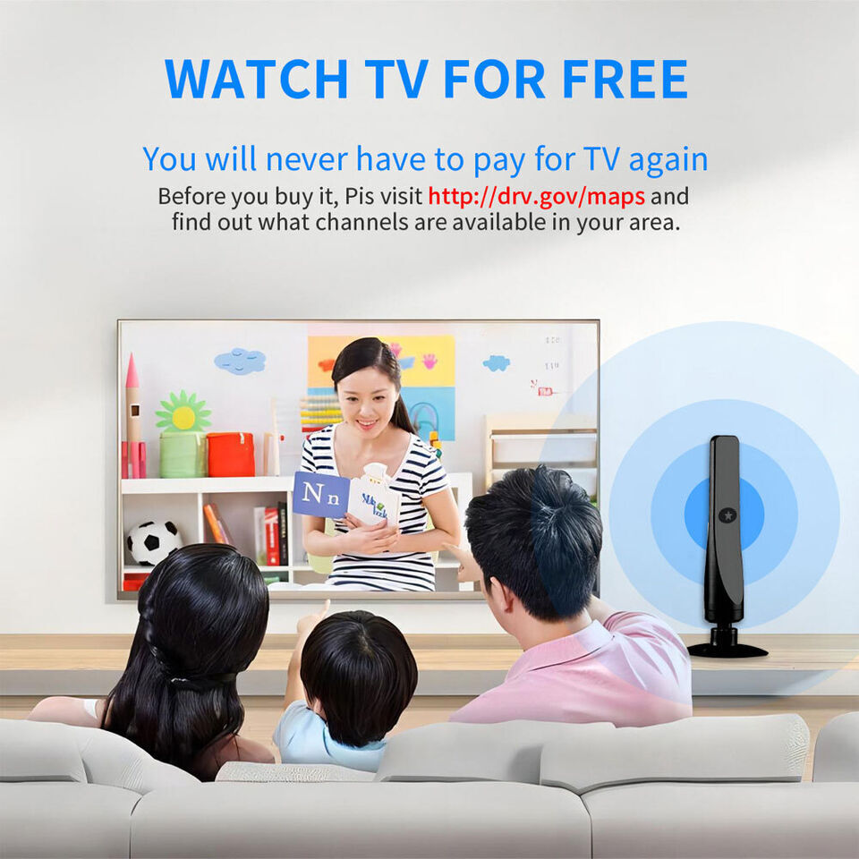 Plug & Play TV Antenna with Suction Cup Mount